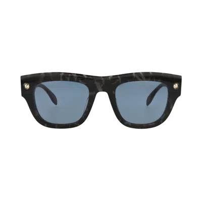 Pre-owned Alexander Mcqueen Square-frame Recycled Acetate Sunglasses 'havana Blue' | Multi-color | Men's Size