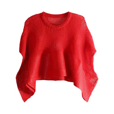 Pre-owned Issey Miyake Panini Top 'red' | Women's Size 2