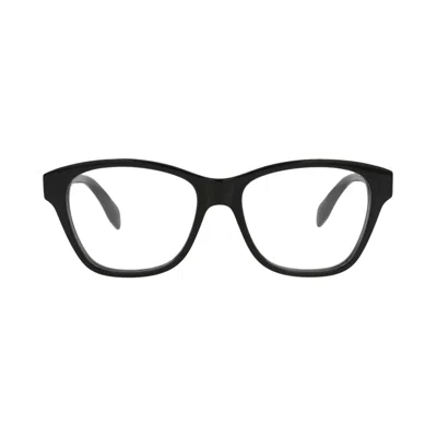 Pre-owned Alexander Mcqueen Square-frame Acetate Optical Frames 'black Transparent' | Women's Size Onesize