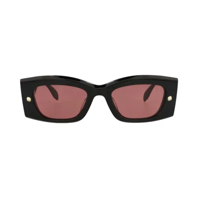 Pre-owned Alexander Mcqueen Square-frame Recycled Acetate Sunglasses 'black Red' | Multi-color | Men's Size On