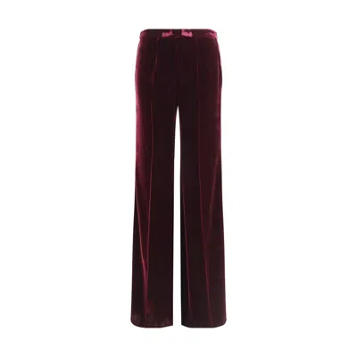 Forte Forte Flared Trousers In Smooth Velvet In Burgundy
