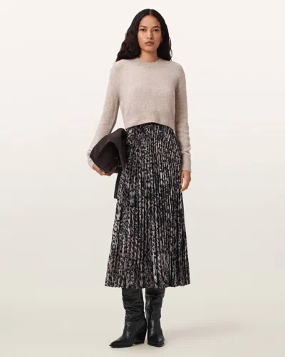 Allsaints Evia Sweater Midi Dress In Gray