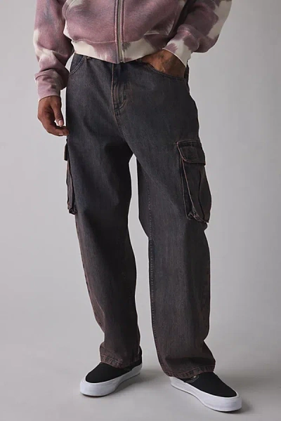 Thrills Big Slacker Denim Cargo Pant In Berry Black, Men's At Urban Outfitters In Black