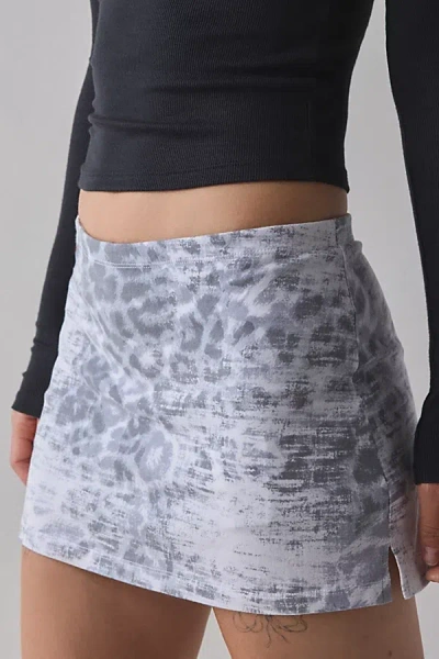 Out From Under Bec Low-rise Micro Mini Skort In Snow Leopard, Women's At Urban Outfitters In Gray