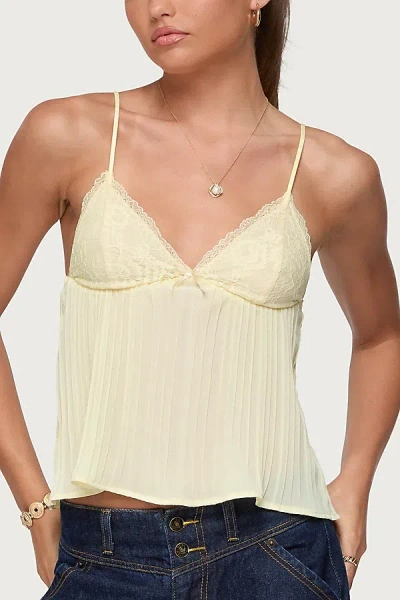Edikted Rhian Lacey Pleated Babydoll Top In Yellow