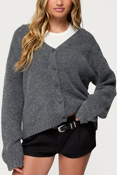 Edikted Shiraz Oversized Knit Cardigan In Gray