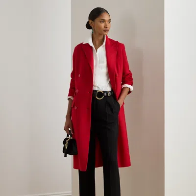 Ralph Lauren Women's Double Breasted Long Sleeve Coat In Red