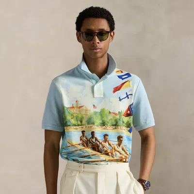 Ralph Lauren Classic Fit Regatta Mesh Polo Shirt In Blue