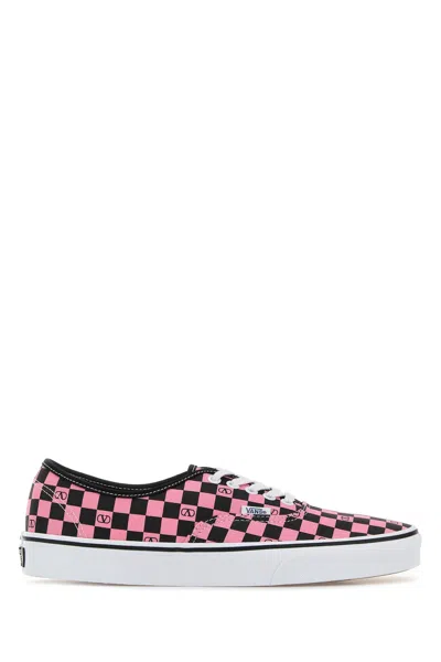 Valentino Garavani And Vans Low-top Trainer In Fabric With Vlogo Checkerboard Print In White
