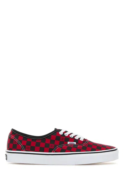 Valentino X Vans Men's Tess St Vlogo Check Canvas Low-top Sneakers In Red