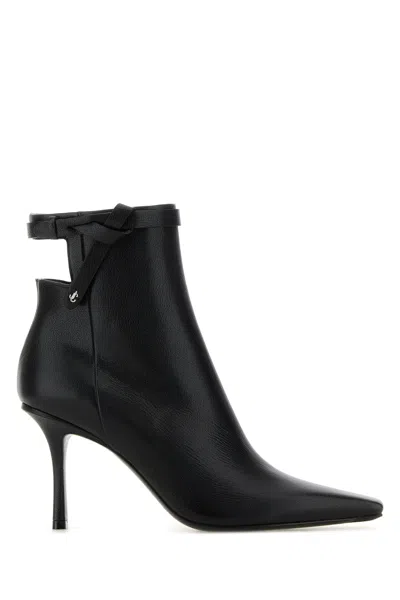 Jimmy Choo Camie Black Ankle Boots With Knot Detail In Leather Woman In Black