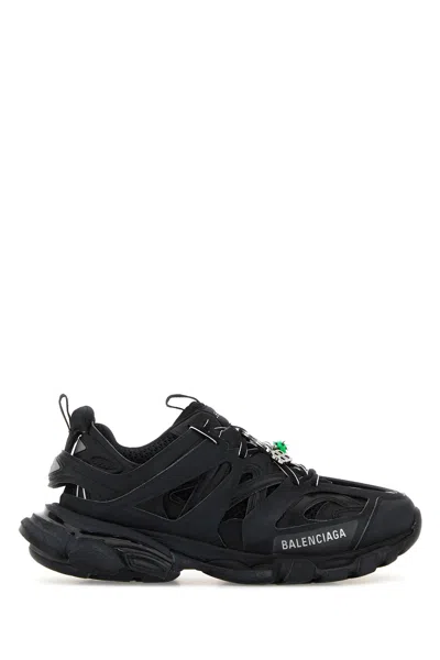 Balenciaga Black Mesh And Rubber Track Sneakers In Multi