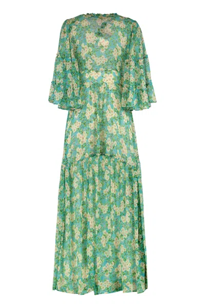 Bytimo Ruffled Floral Maxi Dress In Green