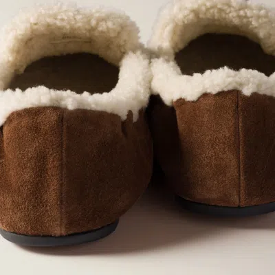 Miu Miu Suede Loafers With Flat Rubber Sole In Brown