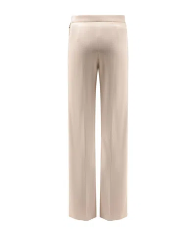 Elisabetta Franchi Wide Leg High Waist Trousers With Buttoned Flaps In Neutral