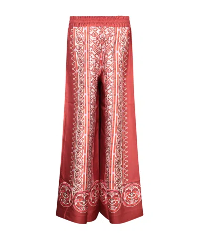 La Doublej La Double J Silk Twill Palazzo Pants With Cobra Pattern In Multi