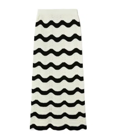 La Doublej Striped Pointelle-knit Cotton Maxi Skirt In White