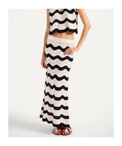 La Doublej Striped Pointelle-knit Cotton Maxi Skirt In White