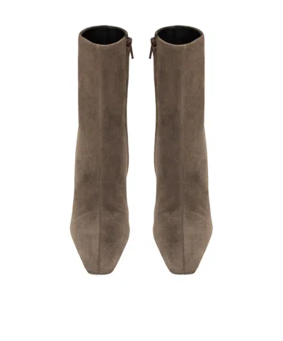 Saint Laurent 95mm Jill Suede Ankle Booties In Brown