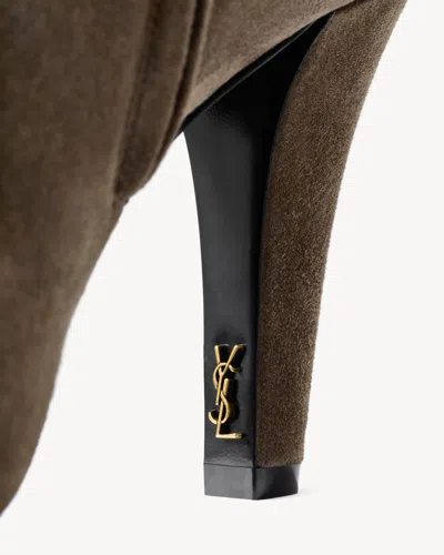 Saint Laurent 95mm Jill Suede Ankle Booties In Brown