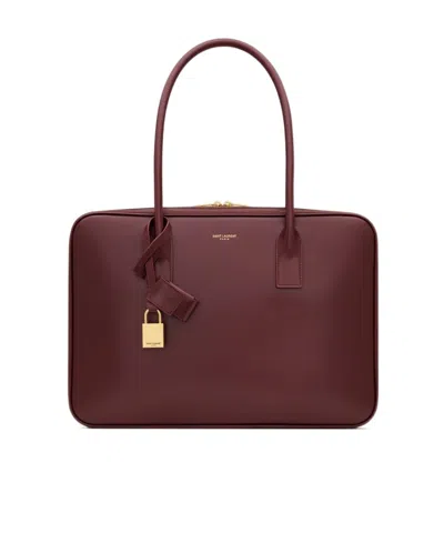 Saint Laurent Sac De Jour Bauletto Bag In Box  In Burgundy