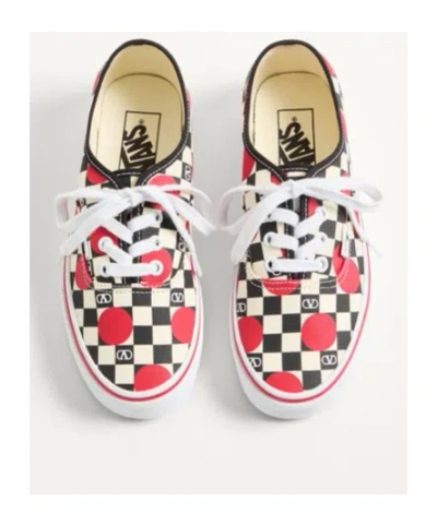 Valentino Garavani And Vans Low-top Trainer In Fabric With Vlogo Checkerboard Print And Polka Dot De In White