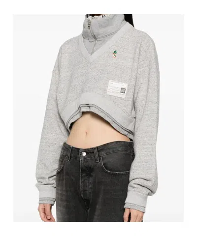 Miharayasuhiro Maison Mihara Yasuhiro Layered Effect Cropped Sweatshirt In White