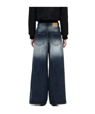 We11 Done Rhinestone Embellished Wide-leg Jeans In Blue