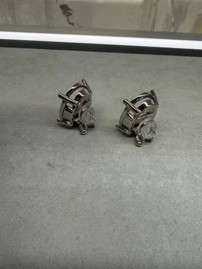 Balenciaga Frame-style Oval Earrings In Metallic