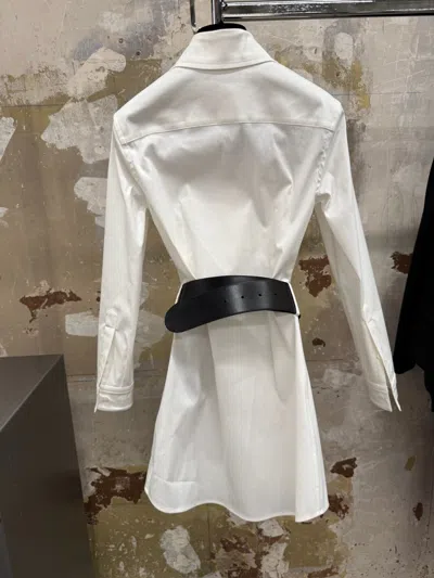 Balenciaga Longline Dress Belted At The Waist In White