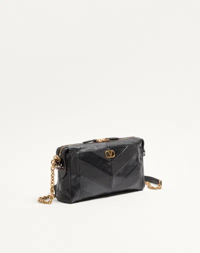 Valentino Garavani  Garavani Panthea Small Shoulder Bag In Nappa Leather With A Chevron Pat In Black