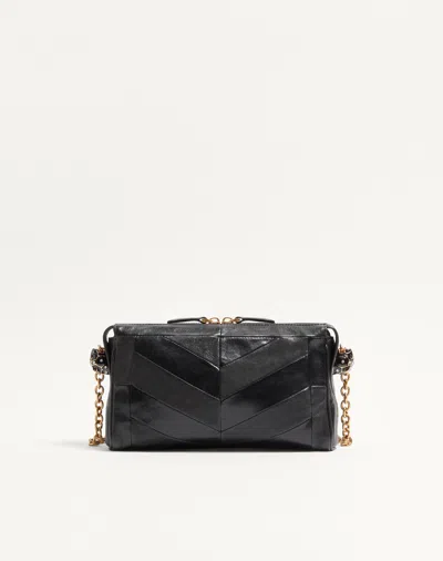 Valentino Garavani  Garavani Panthea Small Shoulder Bag In Nappa Leather With A Chevron Pat In Black