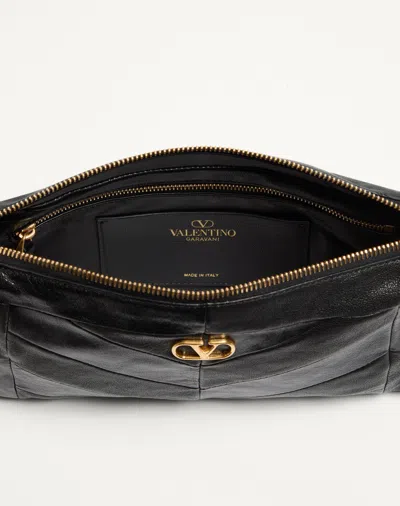 Valentino Garavani  Garavani Panthea Small Shoulder Bag In Nappa Leather With A Chevron Pat In Black