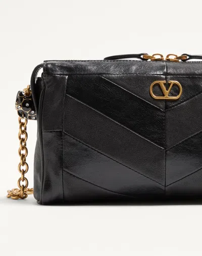 Valentino Garavani  Garavani Panthea Small Shoulder Bag In Nappa Leather With A Chevron Pat In Black