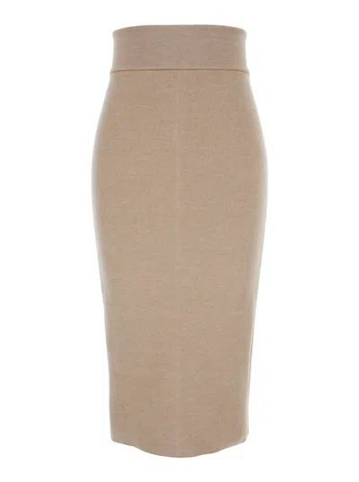 Jacquemus Merino Wool-blend Midi Skirt In Neutral