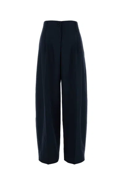 Alexander Mcqueen Mcqueen Pleated High Waist Wide Leg Tailored Wool Trousers In Blue