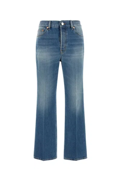 Gucci Light Blue Washed Denim Trousers In Blue