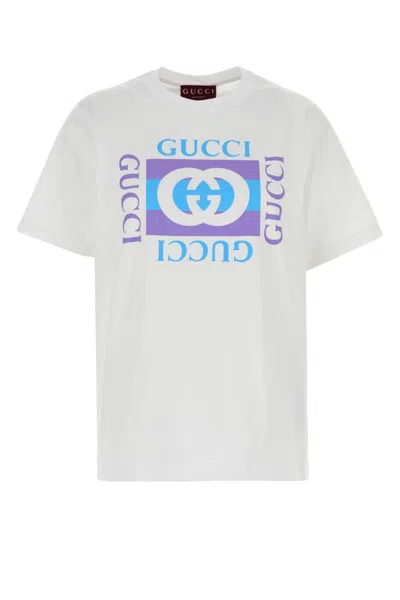 Gucci Women Cotton T-shirt With Print In White