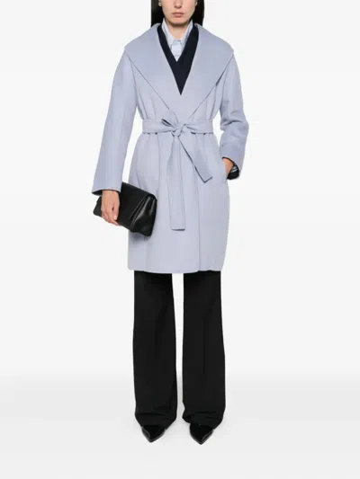 Max Mara Double-faced Wool Robe Coat In Blue