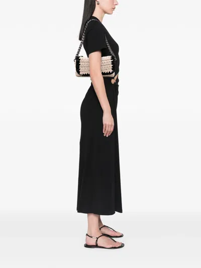 Pre-owned Chanel 2014 Neoprene Fancy Crochet Flap Shoulder Bag In White