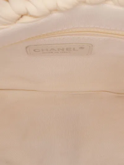 Pre-owned Chanel 2014 Neoprene Fancy Crochet Flap Shoulder Bag In White