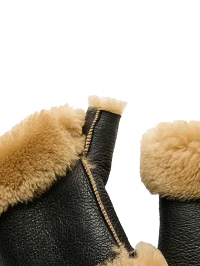 Our Legacy Shearling Gloves In Brown