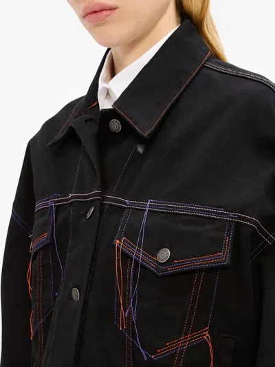 Msgm Topstitching Denim Jacket In Black