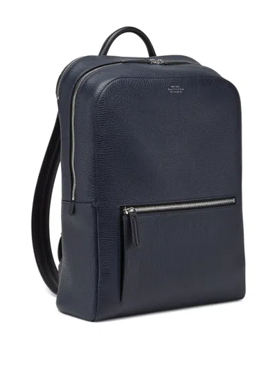 Smythson Panama Zip-around Leather Backpack In Blue