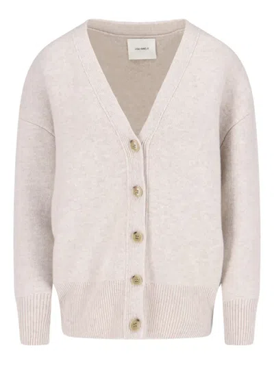 Lisa Yang Soft Beige Knit Cardigan With V-neckline And Button Closure In Neutral
