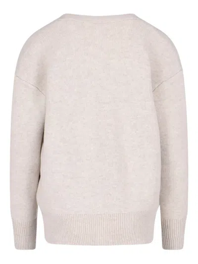 Lisa Yang Soft Beige Knit Cardigan With V-neckline And Button Closure In Neutral