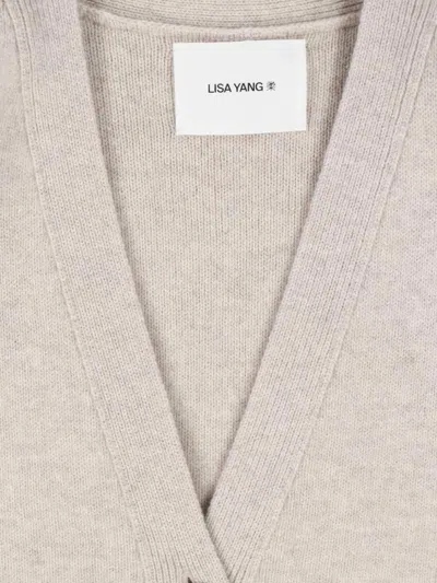 Lisa Yang Soft Beige Knit Cardigan With V-neckline And Button Closure In Neutral