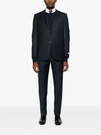 Tagliatore Fitted Crew Neck Long Sleeve Pullover In Black