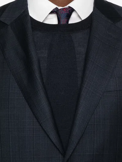 Tagliatore Fitted Crew Neck Long Sleeve Pullover In Black