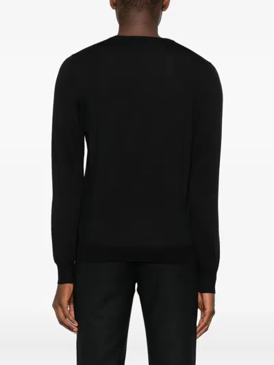 Tagliatore Ribbed Hem Crew Neck Long Sleeve Pullover In Black
